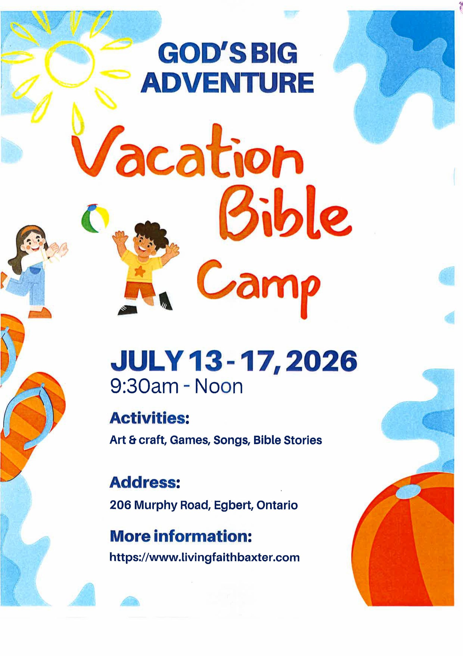 God’s Big Adventure Vacation Bible Camp